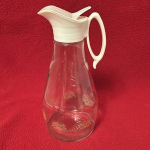 Vintage 1975 Log Cabin Clear Glass Syrup Pitcher Decanter